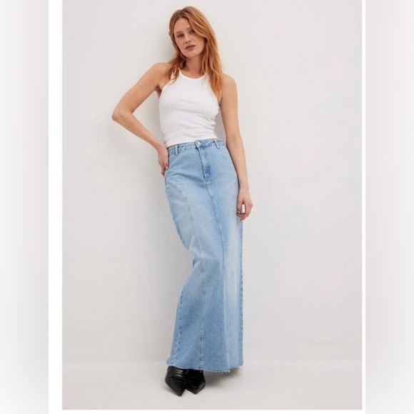 Na-Kd Dresses & Skirts - Light Blue Denim Maxi Skirt